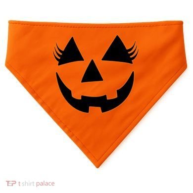 Halloween Jack-O-Lantern With Lashes USA-Made Doggie Bandana