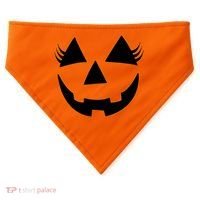 Halloween Jack-O-Lantern With Lashes USA-Made Doggie Bandana thumb 0
