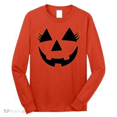Halloween Jack-O-Lantern With Lashes Long Sleeve Shirt