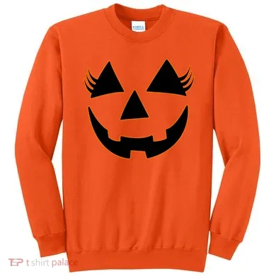Halloween Jack-O-Lantern With Lashes Sweatshirt