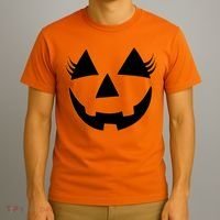 Halloween Jack-O-Lantern With Lashes T-Shirt thumb 3