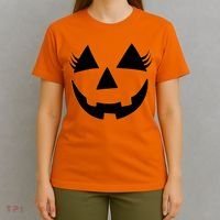 Halloween Jack-O-Lantern With Lashes T-Shirt thumb 4