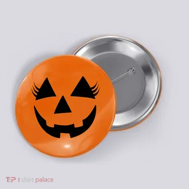 Halloween Jack-O-Lantern With Lashes Button