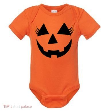 Halloween Jack-O-Lantern With Lashes Baby Bodysuit