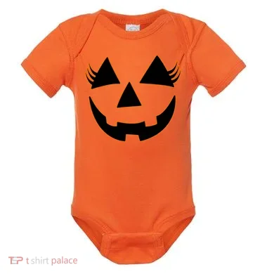 Halloween Jack-O-Lantern With Lashes Baby Bodysuit
