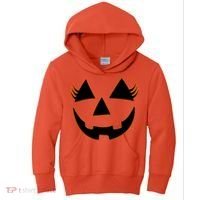Halloween Jack-O-Lantern With Lashes Kids Hoodie thumb 0