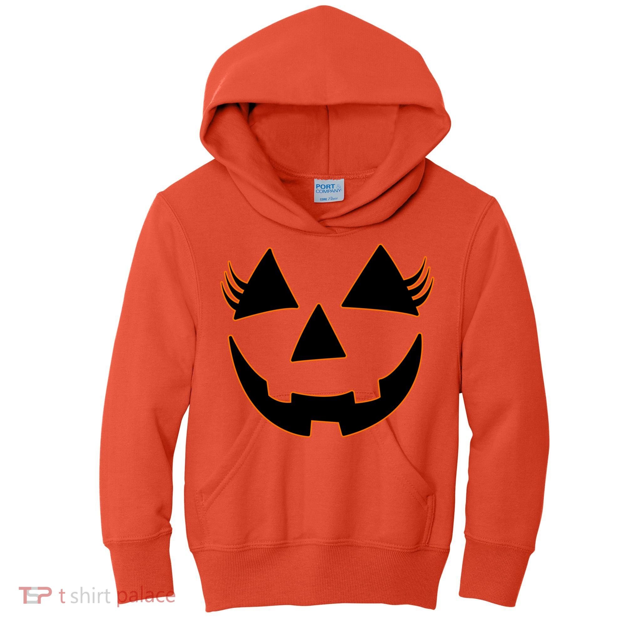 Halloween Jack-O-Lantern With Lashes Kids Hoodie
