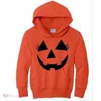 Halloween Jack-O-Lantern With Lashes Kids Hoodie thumb 0