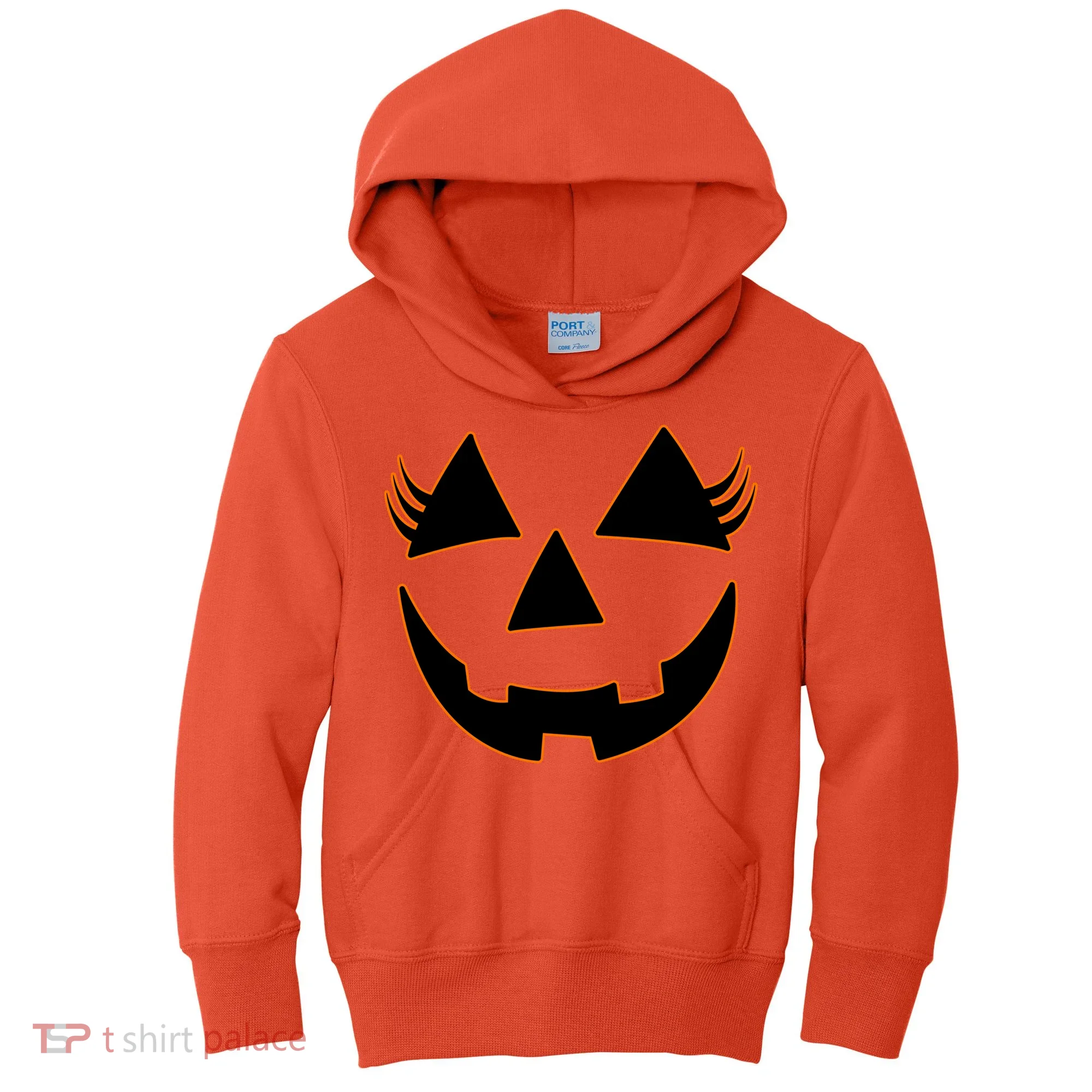 Halloween Jack-O-Lantern With Lashes Kids Hoodie