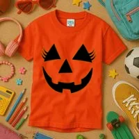 Halloween Jack-O-Lantern With Lashes Kids T-Shirt thumb 3