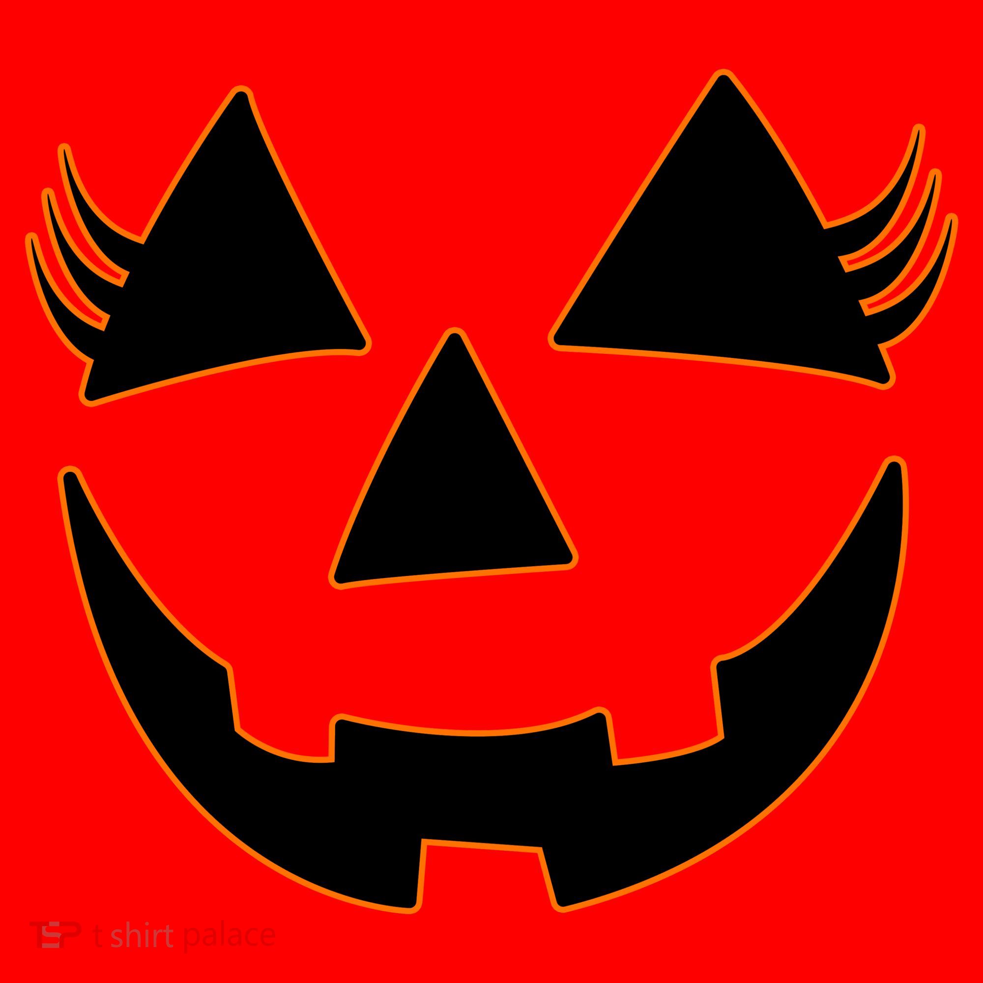 Halloween Jack-O-Lantern With Lashes Santa Hat