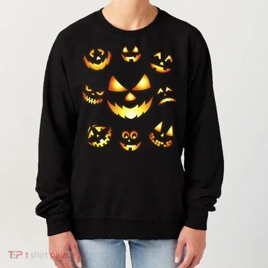 Halloween Jack O'Lantern Pumpkin Faces Women's Sweatshirt