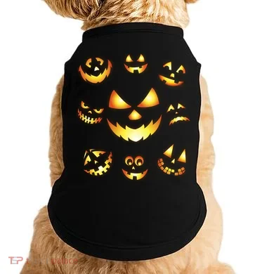 Halloween Jack O'Lantern Pumpkin Faces Doggie Tank