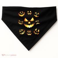 Halloween Jack O'Lantern Pumpkin Faces USA-Made Doggie Bandana thumb 0