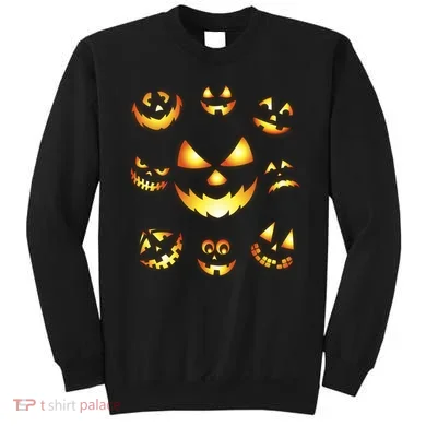 Halloween Jack O'Lantern Pumpkin Faces Sweatshirt