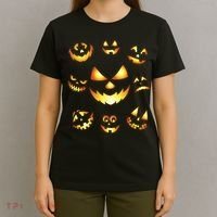 Halloween Jack O'Lantern Pumpkin Faces T-Shirt thumb 4