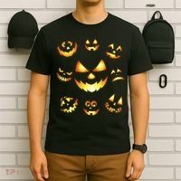 Halloween Jack O'Lantern Pumpkin Faces T-Shirt thumb 6