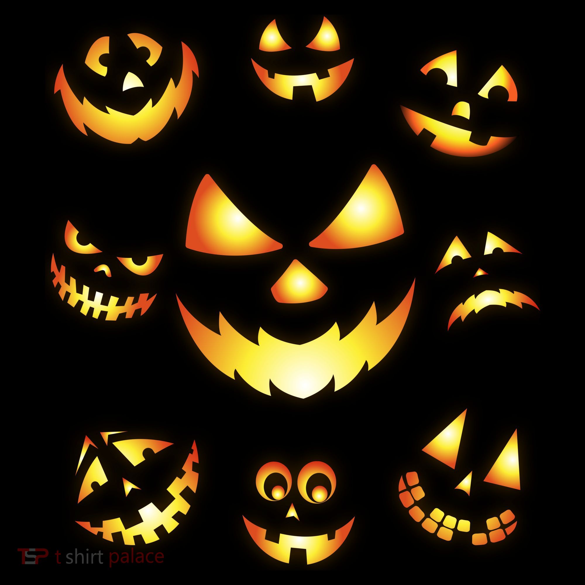Halloween Jack O'Lantern Pumpkin Faces T-Shirt