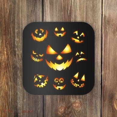 Halloween Jack O'Lantern Pumpkin Faces Coaster