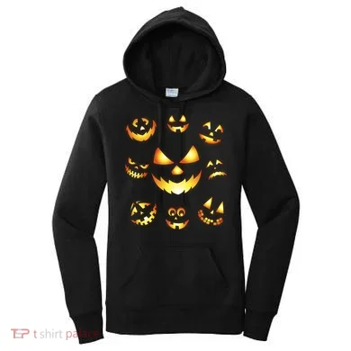 Halloween Jack O'Lantern Pumpkin Faces Women's Hoodie