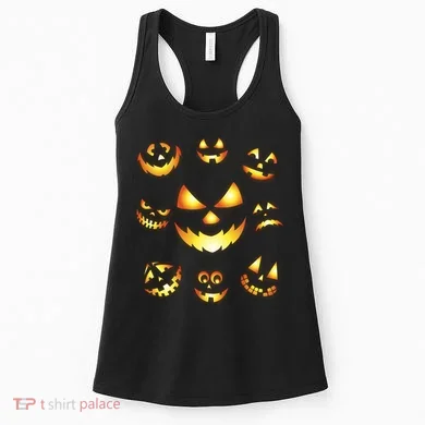 Halloween Jack O'Lantern Pumpkin Faces Women's Tank Top