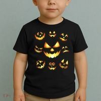 Halloween Jack O'Lantern Pumpkin Faces Toddler T-Shirt thumb 2
