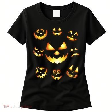 Halloween Jack O'Lantern Pumpkin Faces Women's T-Shirt