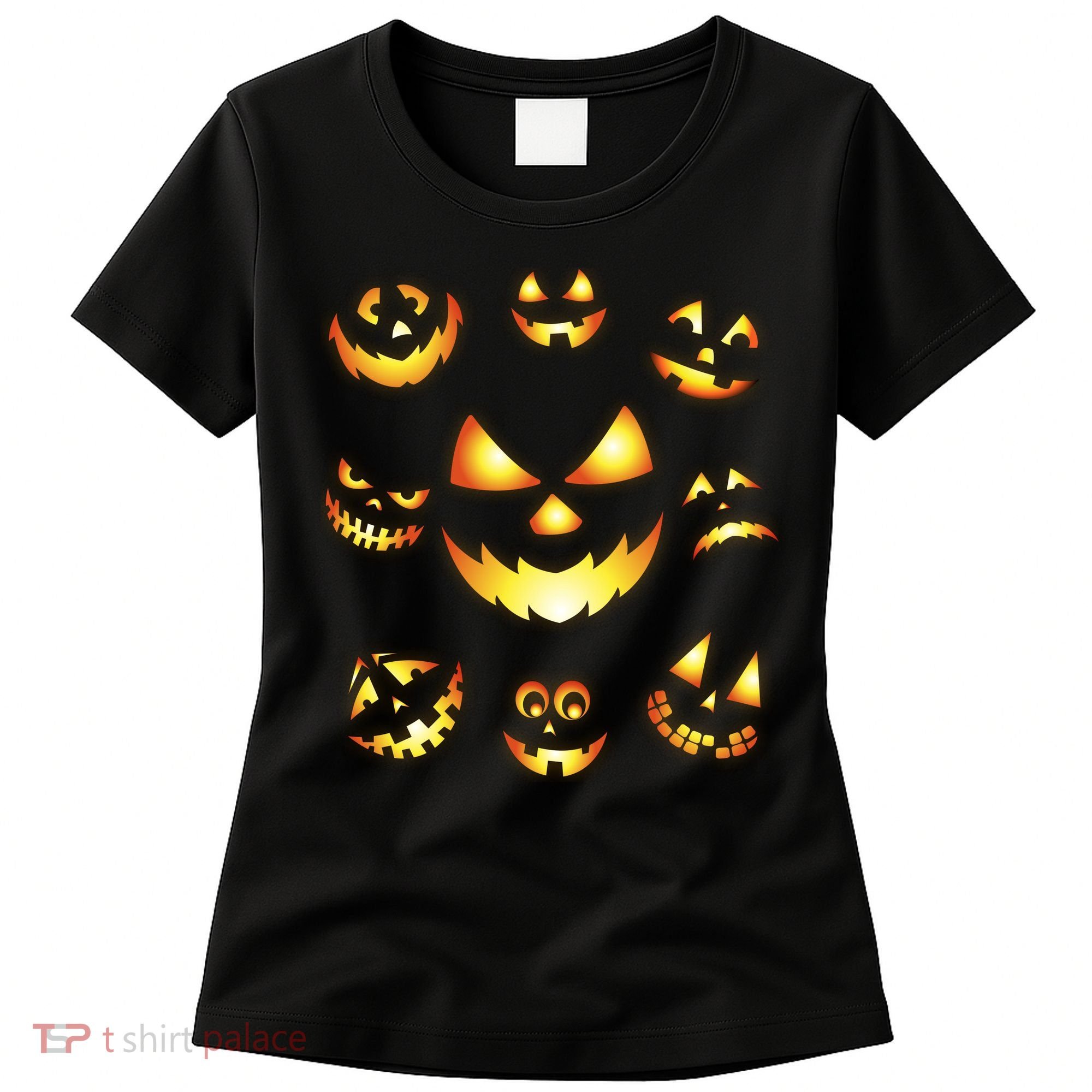 Halloween Jack O'Lantern Pumpkin Faces Women's T-Shirt