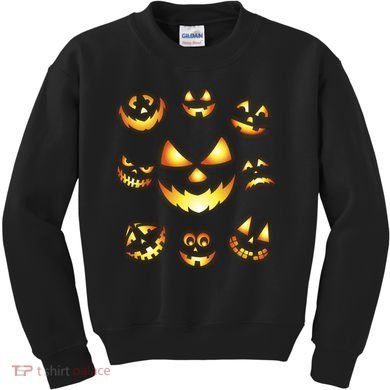 Halloween Jack O'Lantern Pumpkin Faces Kids Sweatshirt