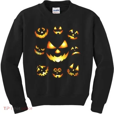 Halloween Jack O'Lantern Pumpkin Faces Kids Sweatshirt