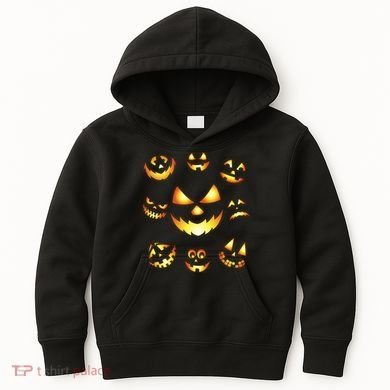 Halloween Jack O'Lantern Pumpkin Faces Kids Hoodie