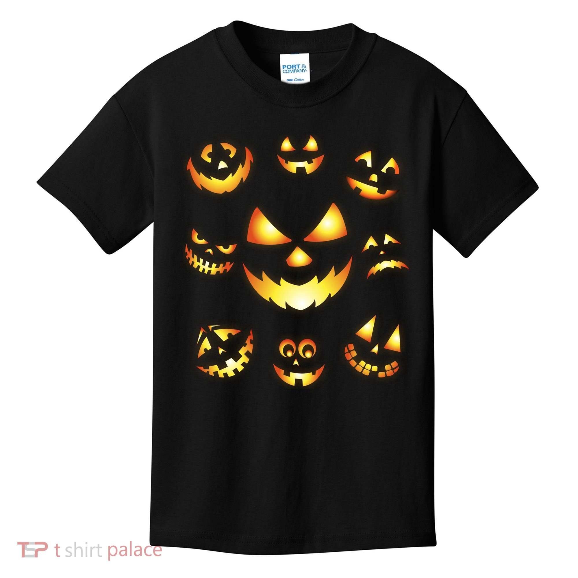 Halloween Jack O'Lantern Pumpkin Faces Kids T-Shirt