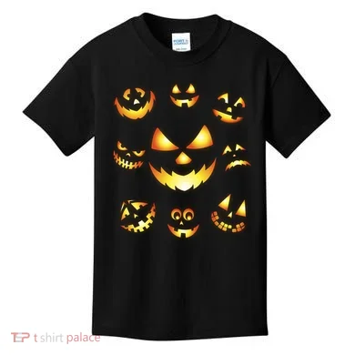 Halloween Jack O'Lantern Pumpkin Faces Kids T-Shirt