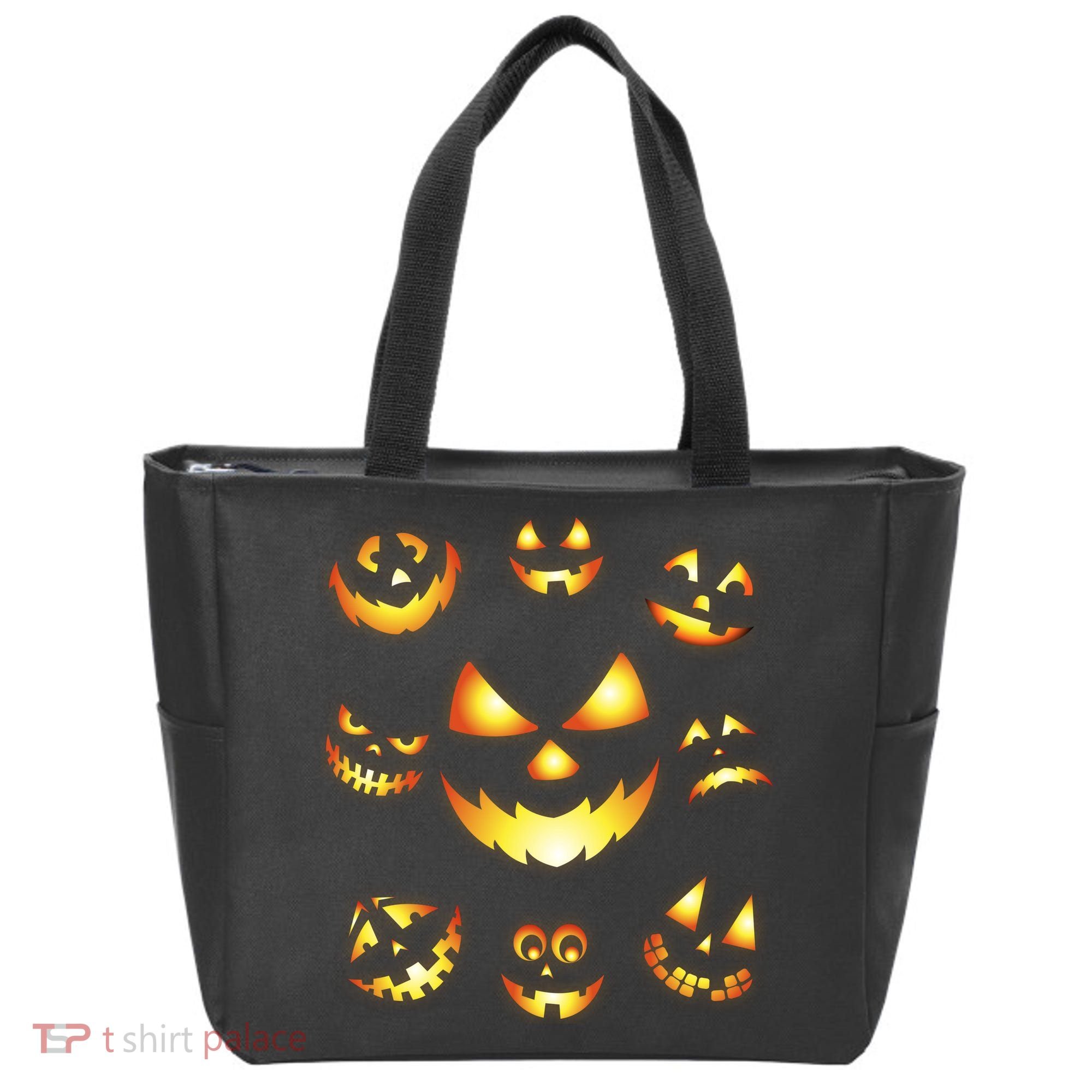 Halloween Jack O'Lantern Pumpkin Faces Tote Bag