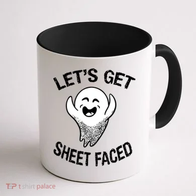 Halloween Let's Get Sheet Faced Ghost Coffee Mug back
