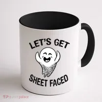 Halloween Let's Get Sheet Faced Ghost Coffee Mug thumb 1
