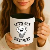 Halloween Let's Get Sheet Faced Ghost Coffee Mug thumb 3