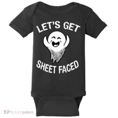 Halloween Let's Get Sheet Faced Ghost Baby Bodysuit