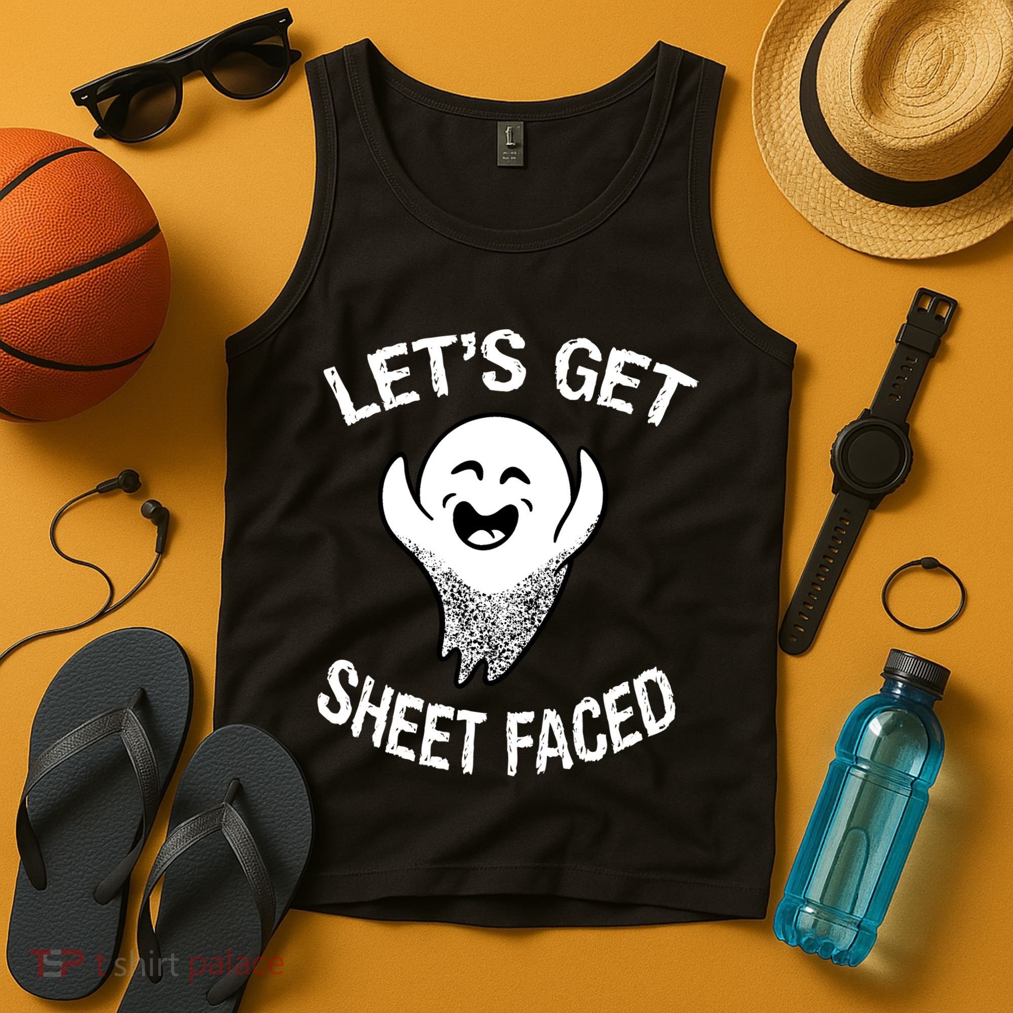 Halloween Let's Get Sheet Faced Ghost Tank Top