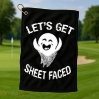 Halloween Let's Get Sheet Faced Ghost Golf Towel thumb 1