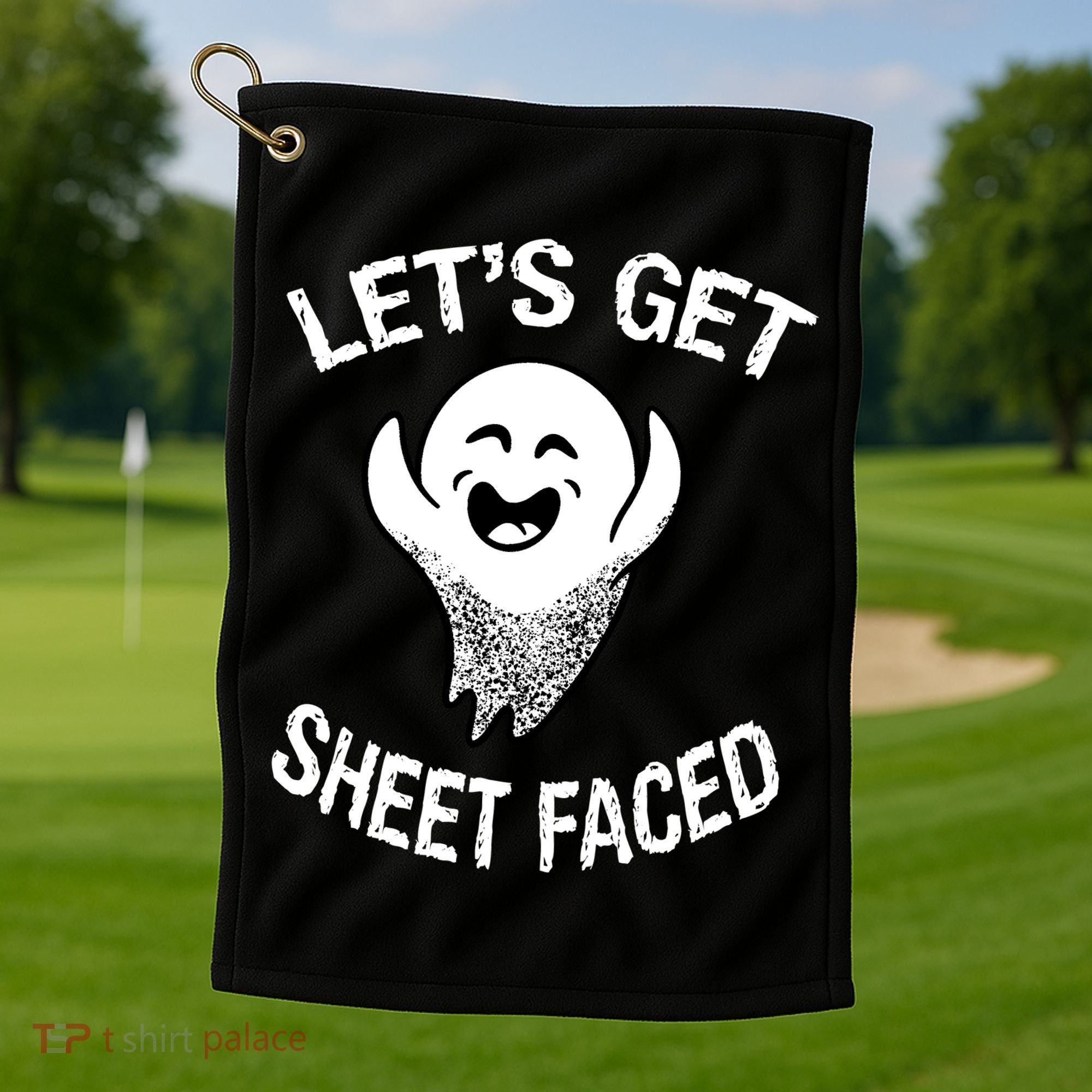 Halloween Let's Get Sheet Faced Ghost Golf Towel