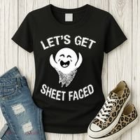 Halloween Let's Get Sheet Faced Ghost Women's T-Shirt thumb 3