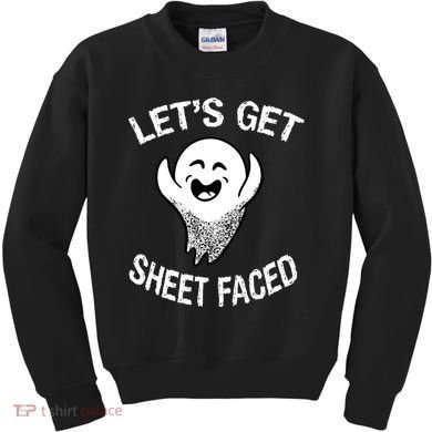 Halloween Let's Get Sheet Faced Ghost Kids Sweatshirt