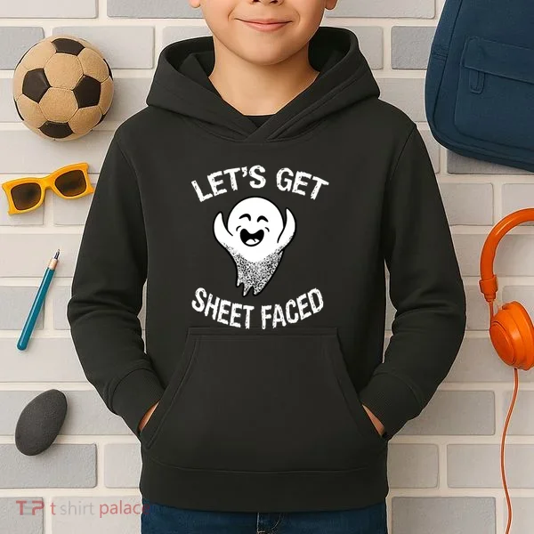 Halloween Let's Get Sheet Faced Ghost Kids Hoodie