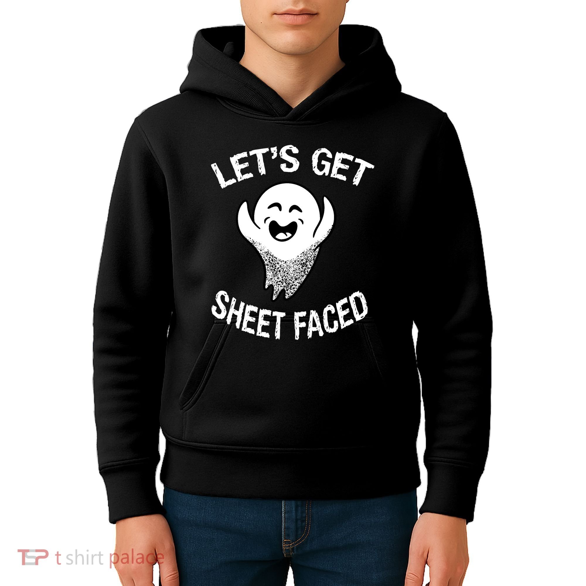 Halloween Let's Get Sheet Faced Ghost Kids Hoodie
