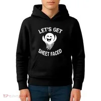 Halloween Let's Get Sheet Faced Ghost Kids Hoodie thumb 4