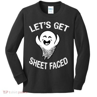 Halloween Let's Get Sheet Faced Ghost Kids Long Sleeve Shirt