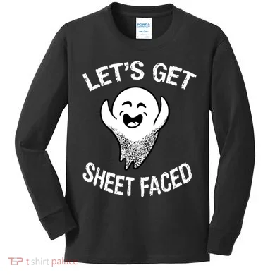 Halloween Let's Get Sheet Faced Ghost Kids Long Sleeve Shirt