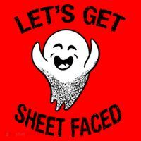 Halloween Let's Get Sheet Faced Ghost Santa Hat thumb 1