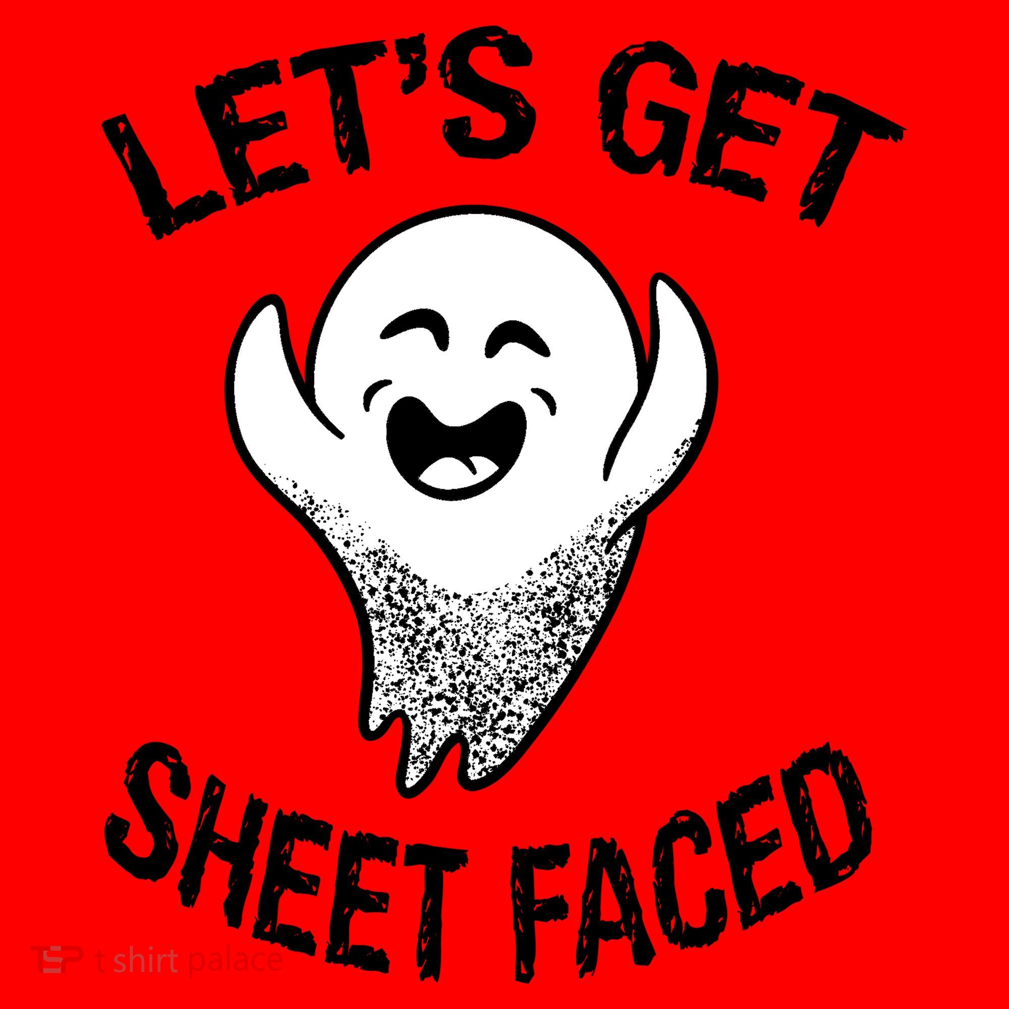Halloween Let's Get Sheet Faced Ghost Santa Hat